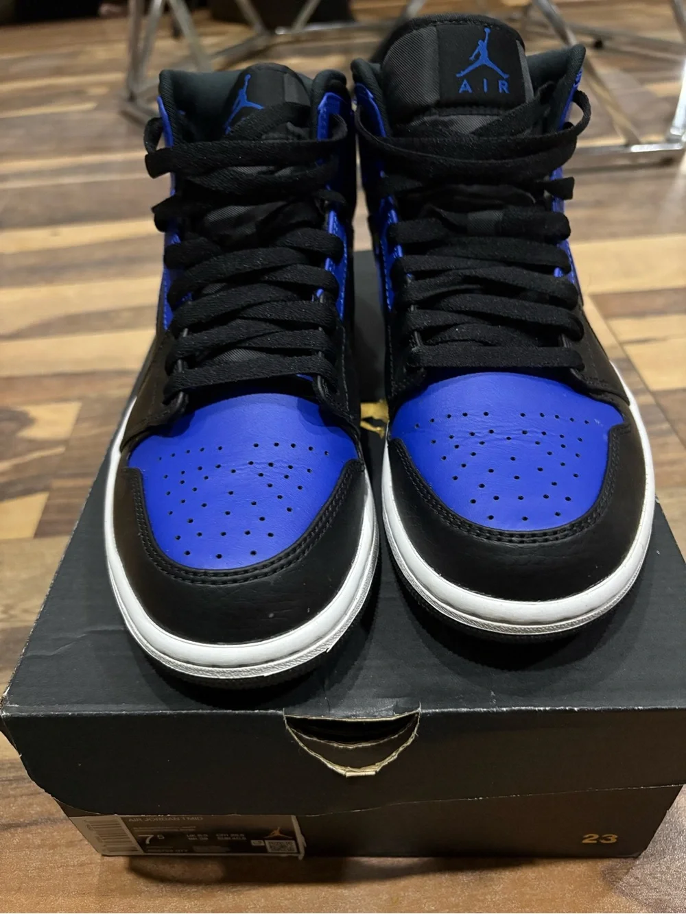 Jordan Men’s High-Top Sneakers in Black and Royal Blue